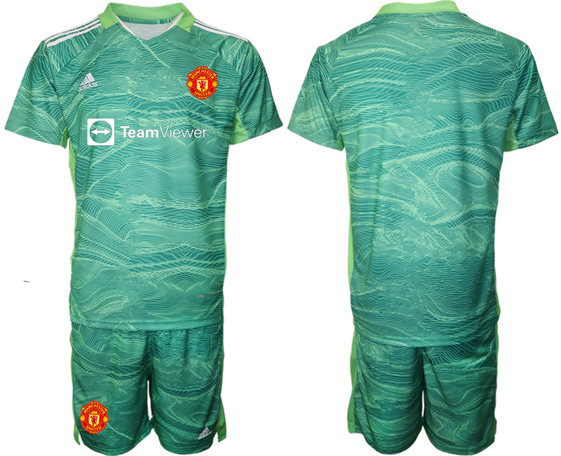 Men 2021-2022 Club Manchester United green goalkeeper blank Soccer Jersey->manchester united jersey->Soccer Club Jersey
